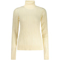 Norway 1963 white viscose women's turtleneck sweater displayed on a model, showcasing the classic fit and soft fabric.
