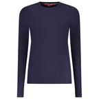 Norway 1963 Blu Viscose Donna Maglia featuring a stylish blue viscose knit top with a relaxed fit and long sleeves.