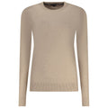 Norway 1963 beige viscose women's sweater with a relaxed fit, featuring a round neckline and long sleeves.