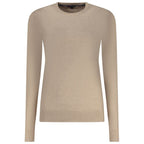 Norway 1963 beige viscose women's sweater with a relaxed fit, featuring a round neckline and long sleeves.