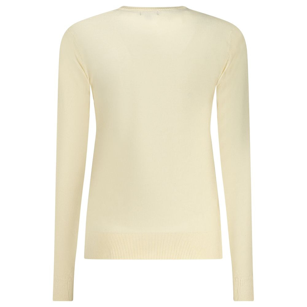 Norway 1963 Bianco viscose women's shirt displayed flat, showing long sleeves, collar, and button-down front.