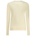 Norway 1963 Bianco viscose women's shirt displayed flat, showing long sleeves, collar, and button-down front.