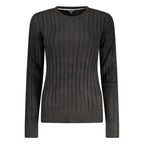 Norway 1963 black viscose women's sweater with a relaxed fit and long sleeves, displayed on a hanger.
