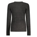Norway 1963 black viscose women's sweater, stylish knit with crew neckline and long sleeves, casual and comfortable fashion piece.