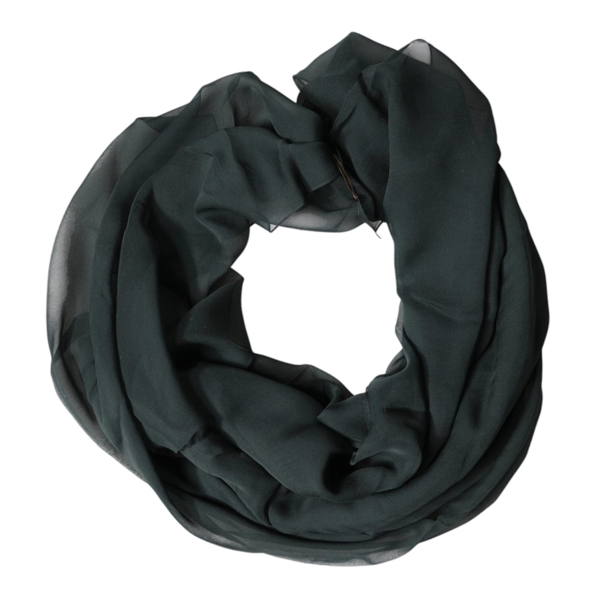 Dolce & Gabbana Dark Green Silk Neck Wrap Foulard Scarf Dolce & Gabbana