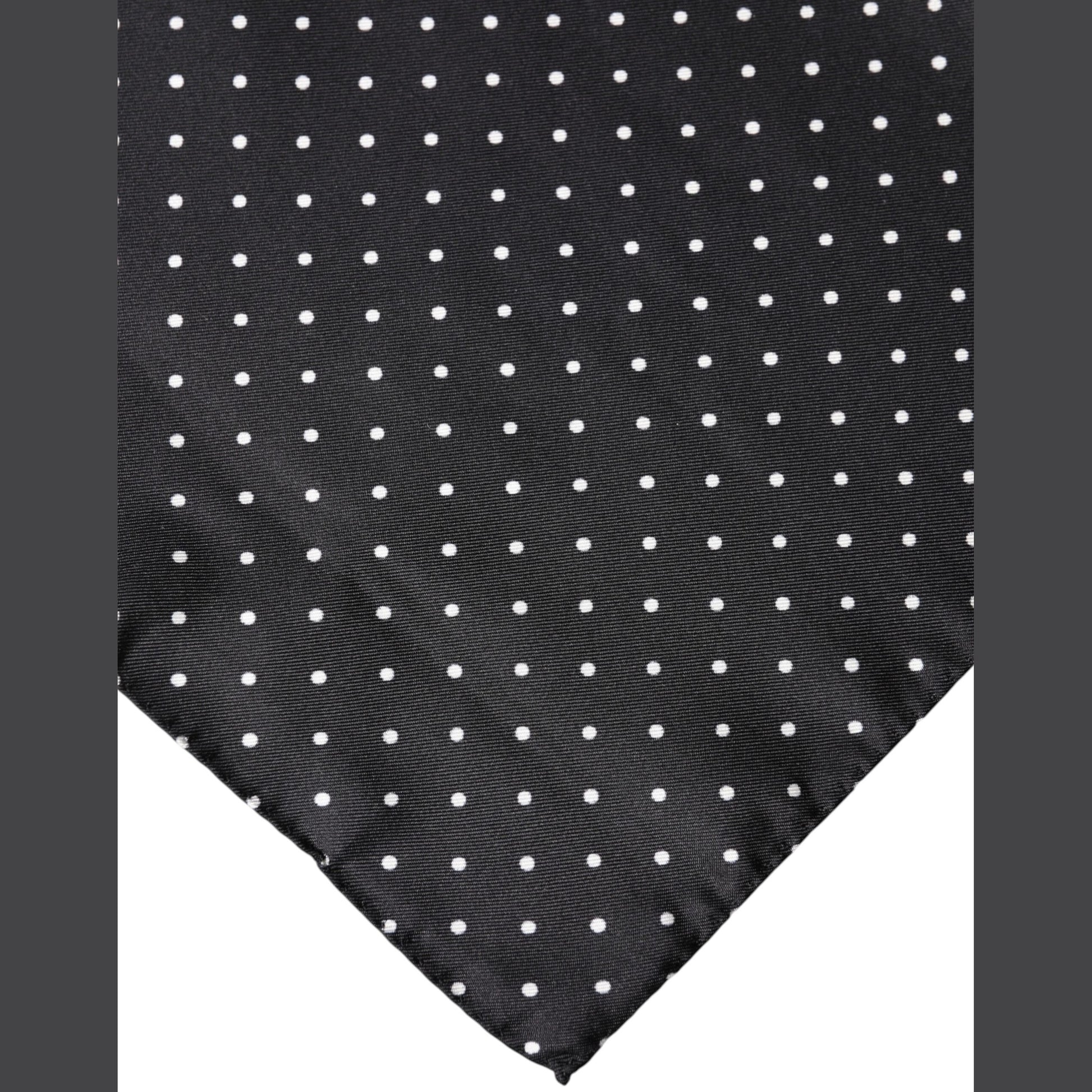 Dolce & Gabbana Black Polka Dot Silk Square Foulard Scarf