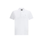 Fendi white cotton polo shirt with classic collar and short sleeves, featuring subtle Fendi branding on the chest.