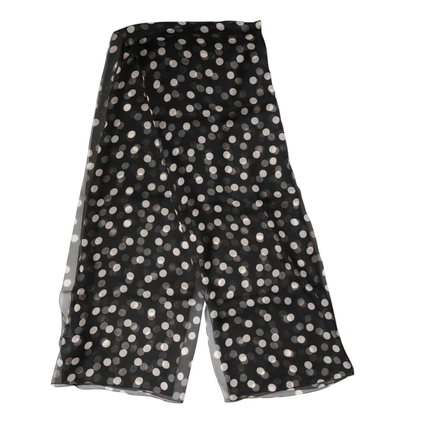 Dolce & Gabbana Black Polka Dot Silk Neck Wrap Shawl 205cm x 137cm Scarf