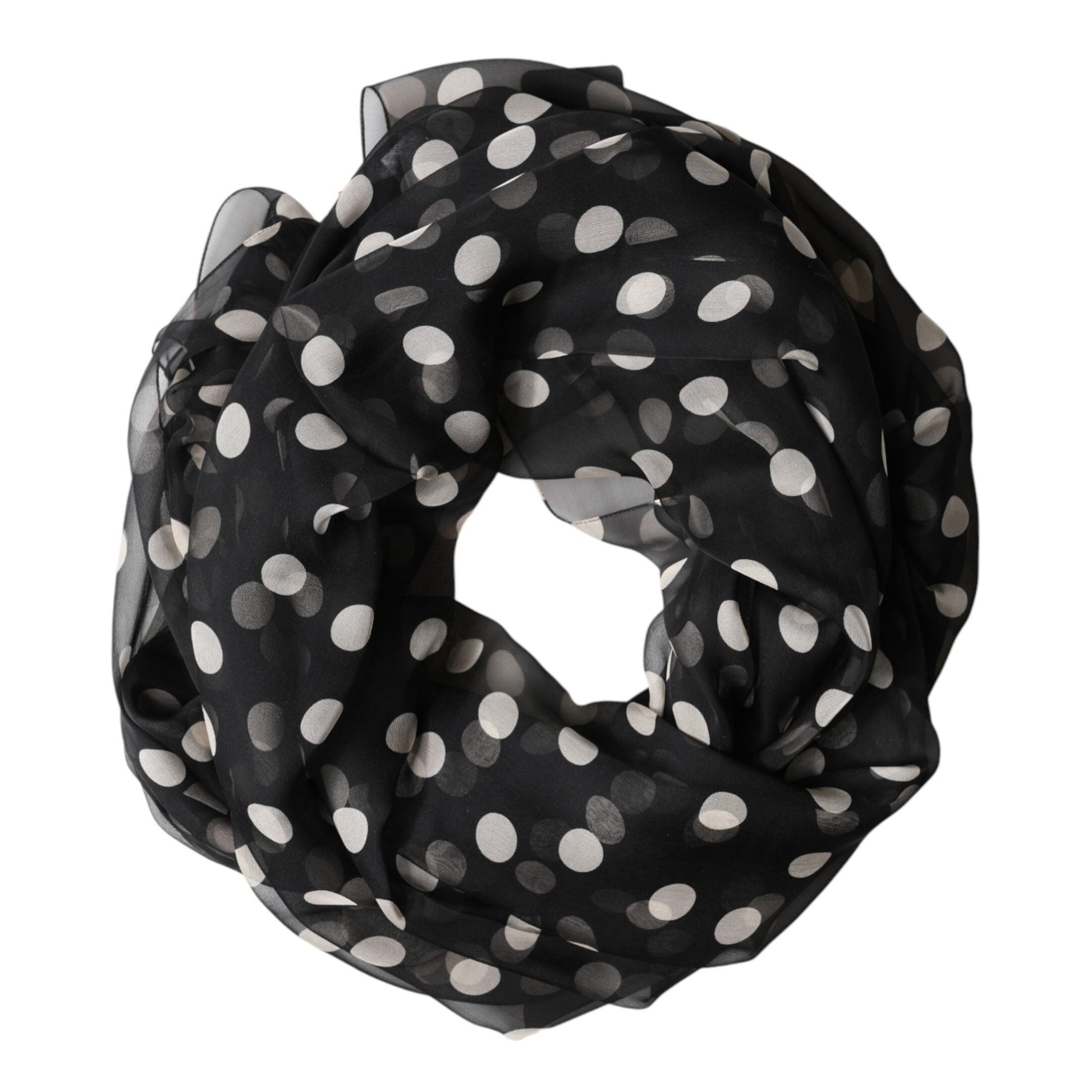 Dolce & Gabbana Black Polka Dot Silk Neck Wrap Shawl 205cm x 137cm Scarf