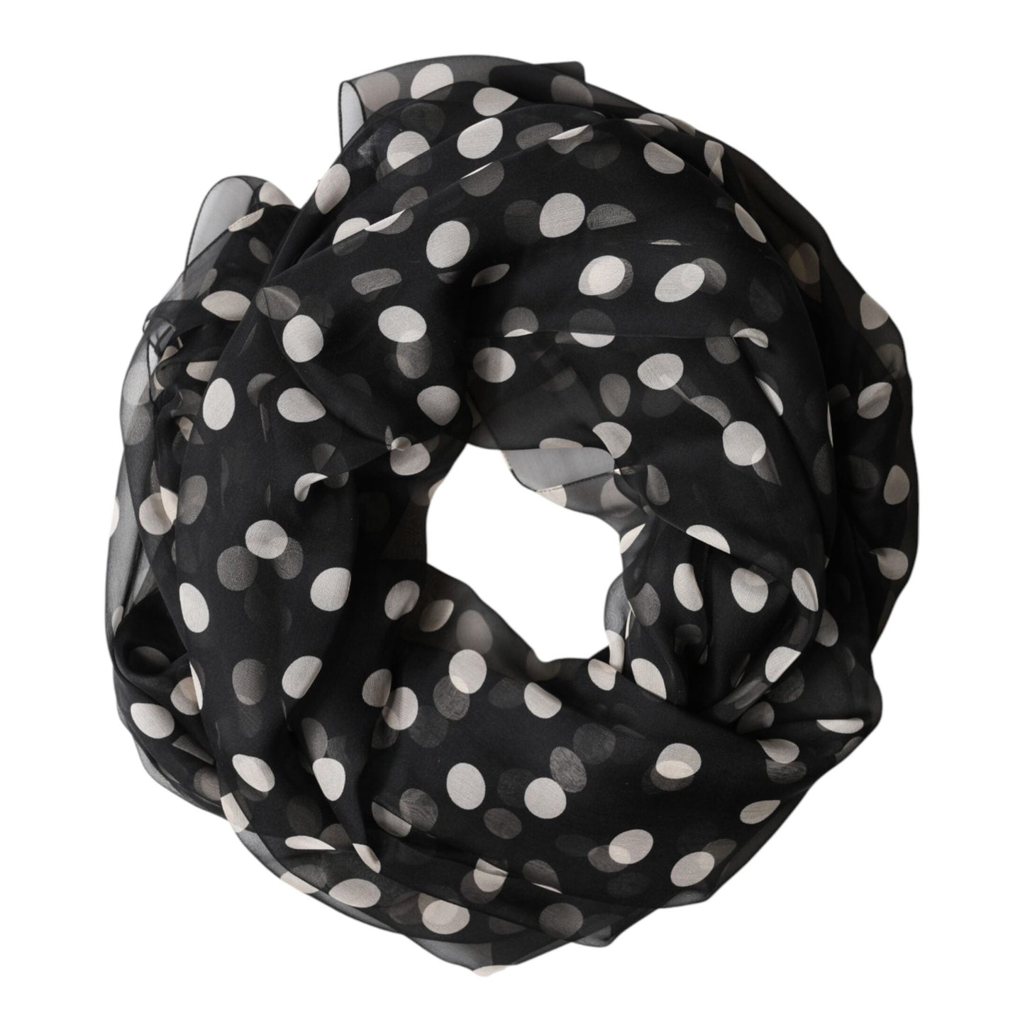 Dolce & Gabbana Black Polka Dot Silk Neck Wrap Shawl 205cm x 137cm Scarf
