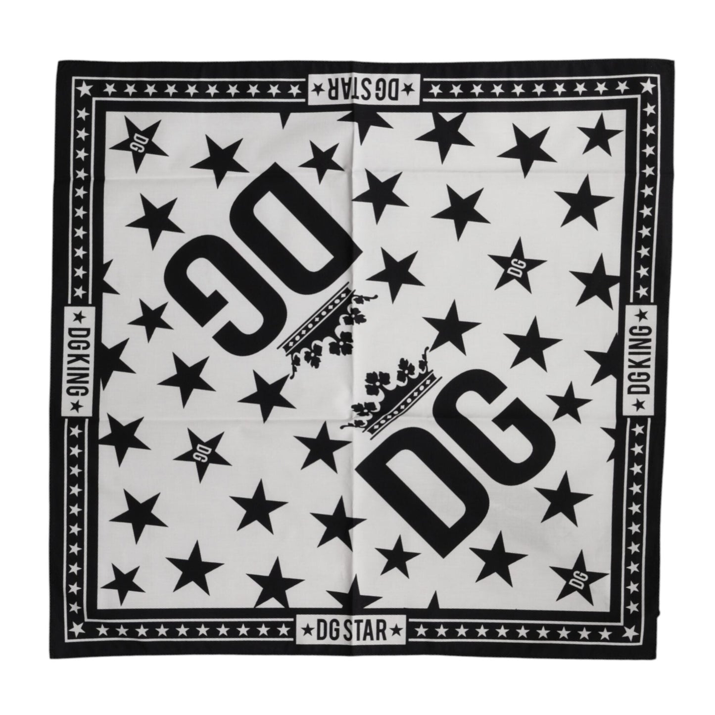 Dolce & Gabbana White DG Crown Print Square Foulard 52cm x 50.5cm Scarf