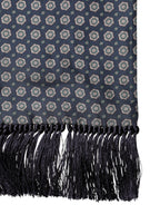 Dolce & Gabbana Blue Patterned Silk Fringes Foulard 138cm x 15.5cm Scarf