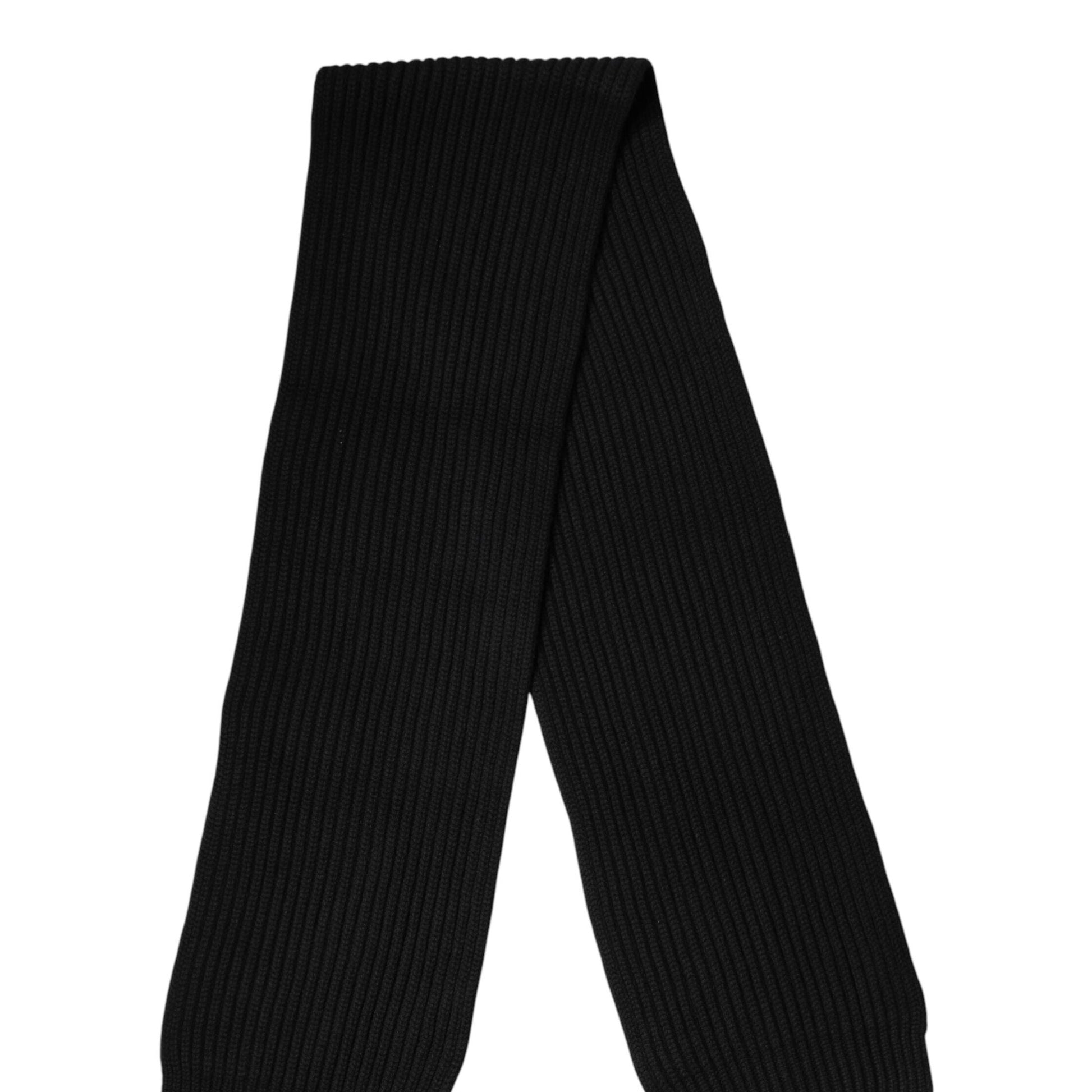 Dolce & Gabbana Black Cashmere Knit Neck Wrap Shawl 202cm x 26cm Scarf