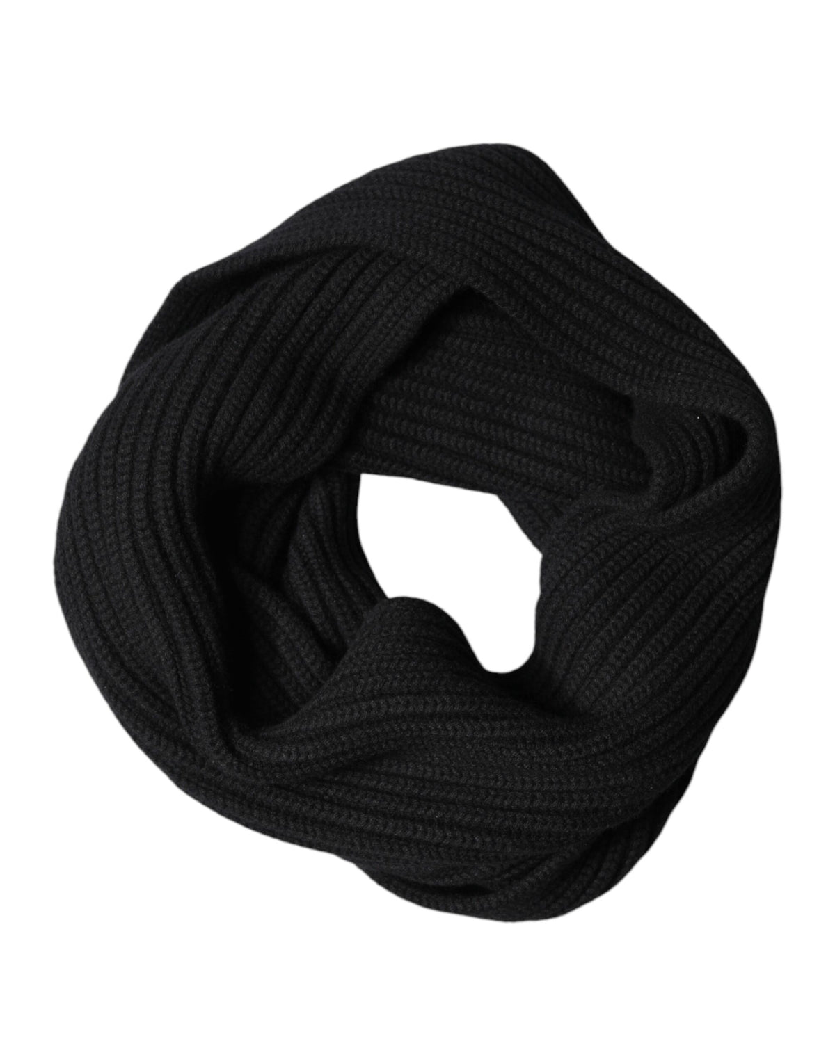 Dolce & Gabbana Black Cashmere Knit Neck Wrap Shawl 202cm x 26cm  Scarf - Eljoys Fashion 