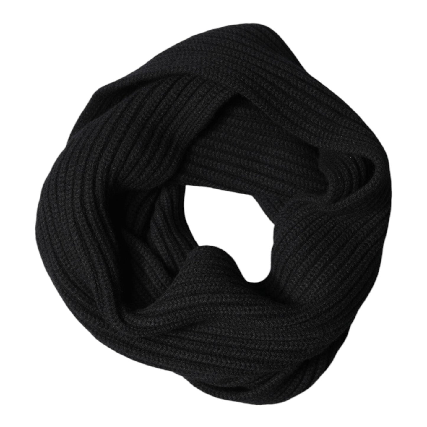 Dolce & Gabbana Black Cashmere Knit Neck Wrap Shawl 202cm x 26cm Scarf
