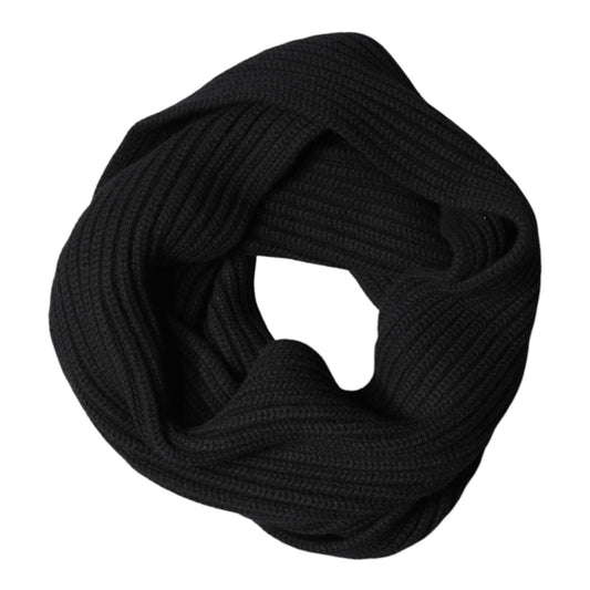 Dolce & Gabbana Black Cashmere Knit Neck Wrap Shawl 202cm x 26cm Scarf
