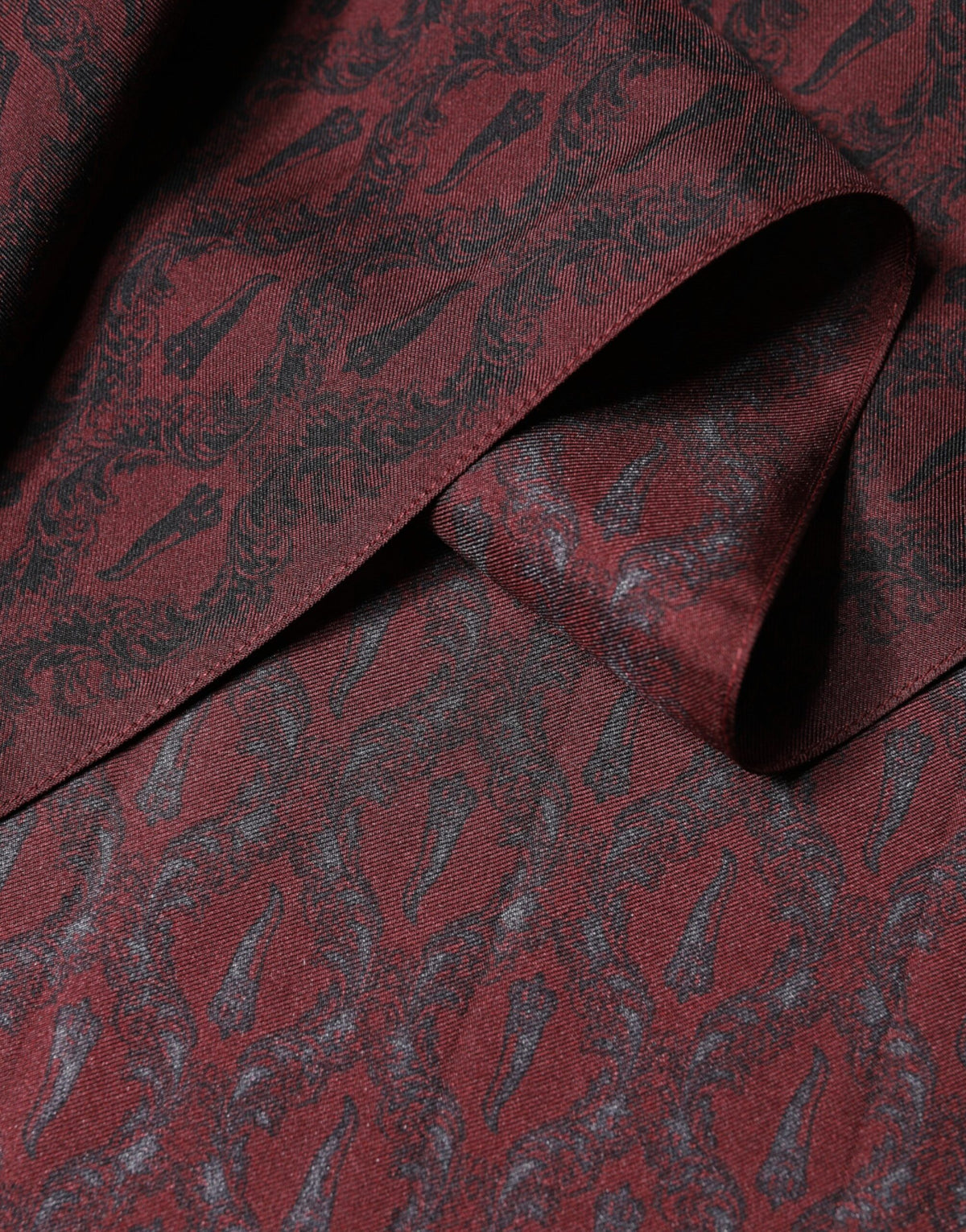 Dolce & Gabbana Maroon Patterned Silk Wrap Foulard Men 133cm x 22cm Scarf
