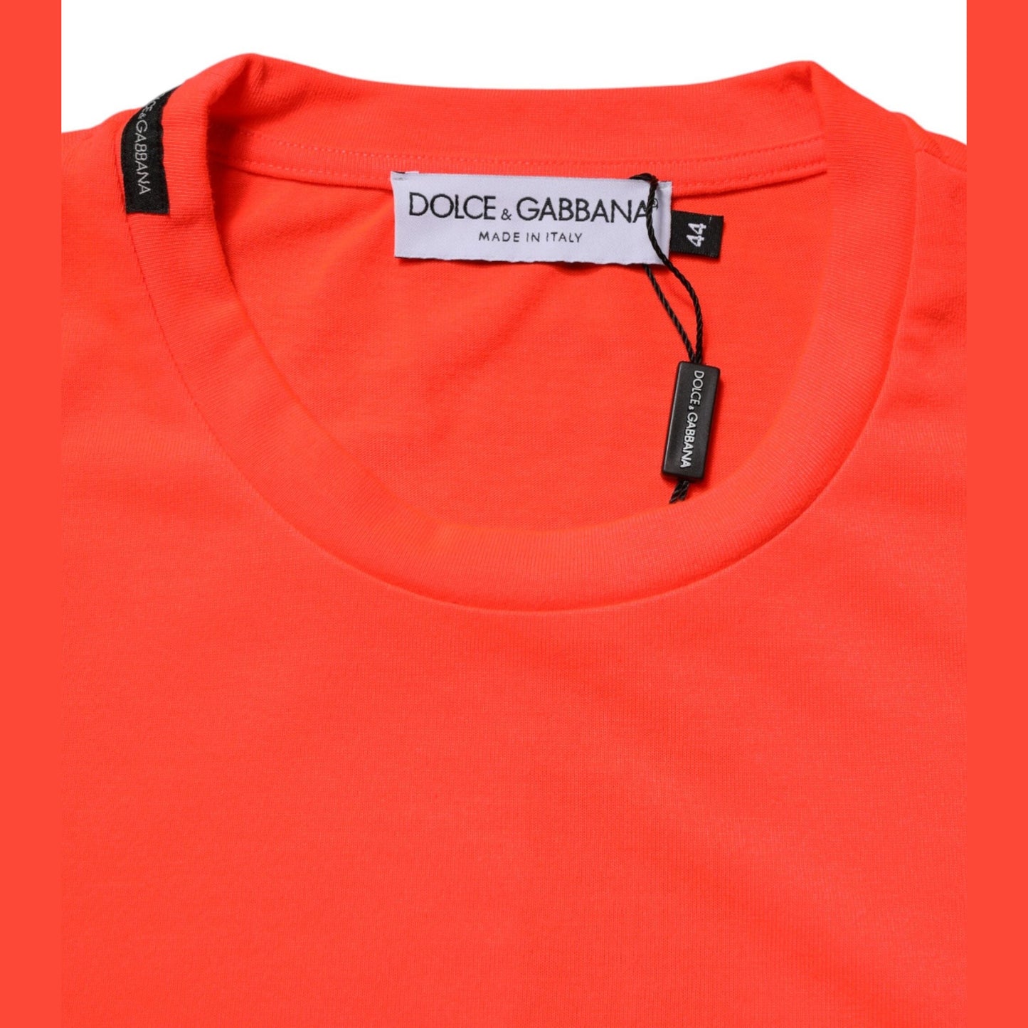 Dolce & Gabbana Neon Orange Polyester Crew Neck Men T-shirt