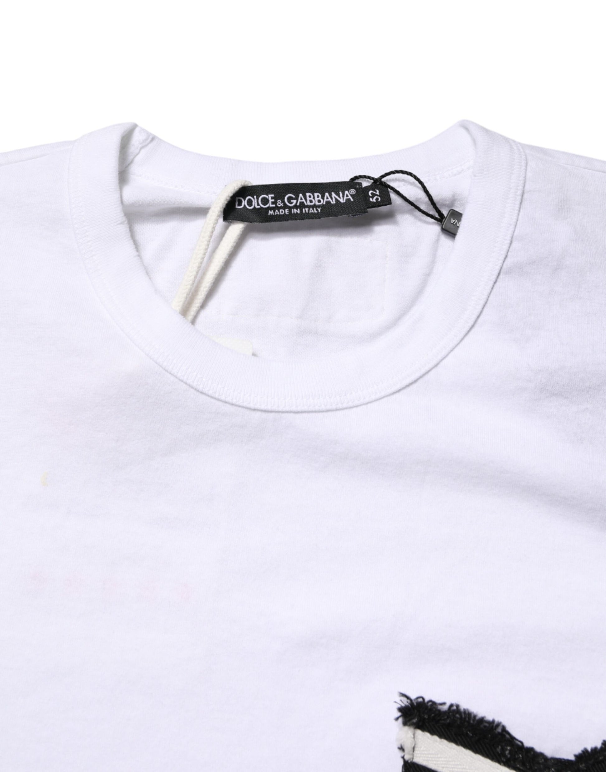 Dolce & Gabbana White Stripes Cotton Crew Neck Tee T-shirt
