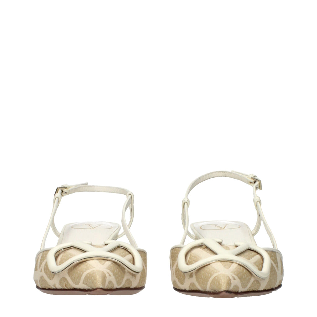 Valentino Garavani beige raffia strap-on sandals with open toe and ankle strap, stylish and comfortable for summer wear.