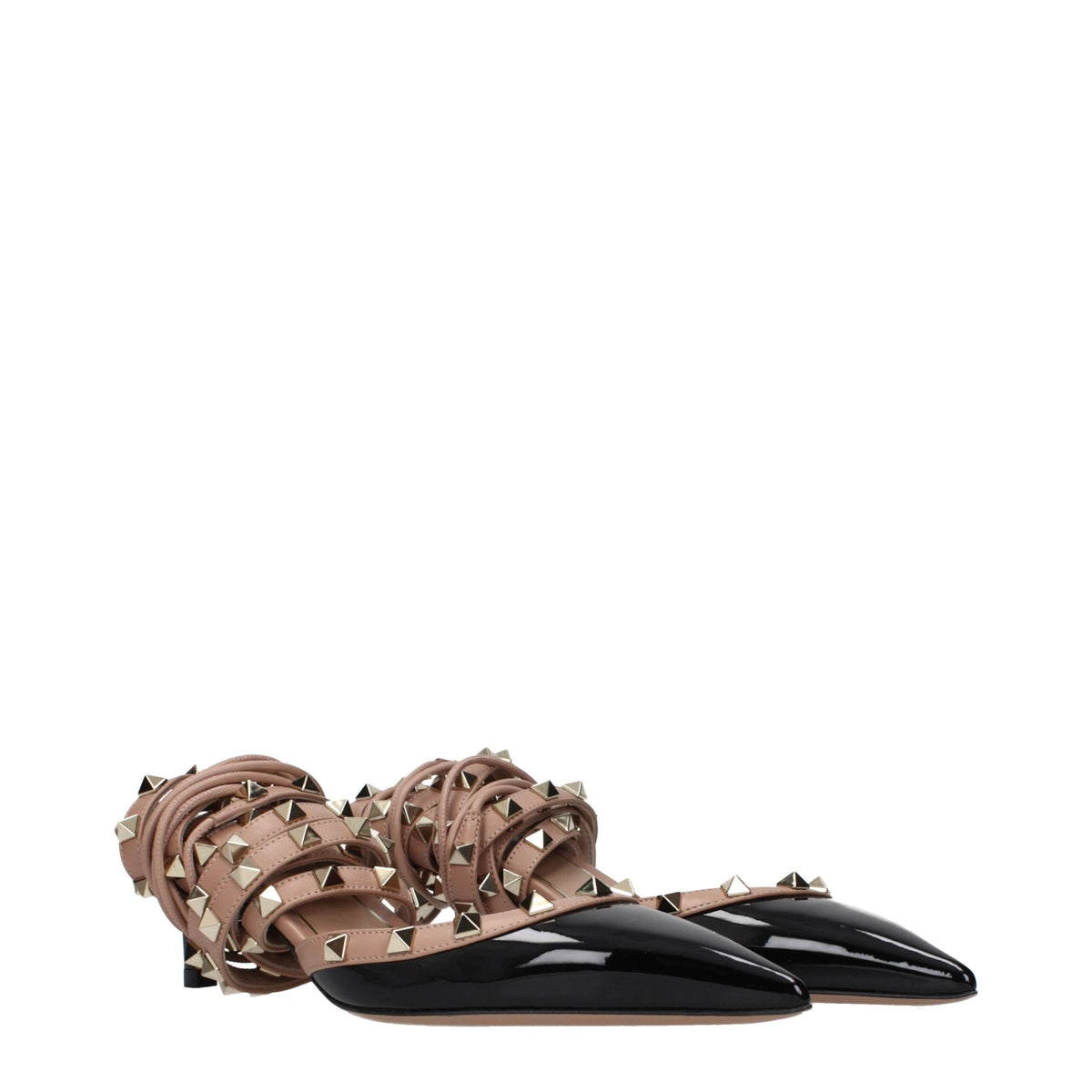 Valentino Garavani black leather strap-on sandals with open toe and ankle strap, stylish footwear for women.