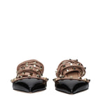 Black leather strap-on sandals by Valentino Garavani featuring sleek straps and stylish design, perfect for elegant summer footwear.