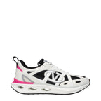 White fabric athletic sneakers by Valentino Garavani with stylish design and sporty laces.