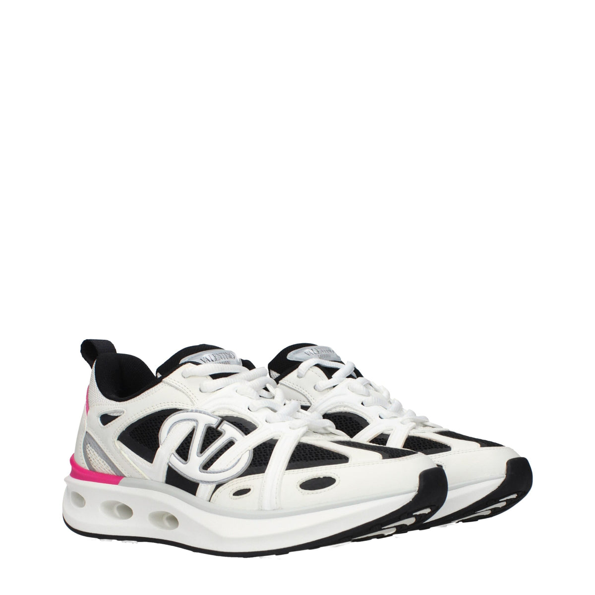 Valentino Garavani white fabric athletic sneakers with sleek design and athletic sole, ideal for casual and sporty outfits.