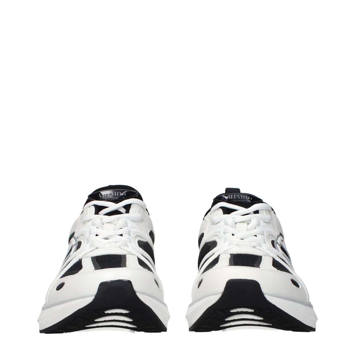Valentino Garavani white fabric athletic sneakers with sleek design and lace-up closure, ideal for casual and active wear.