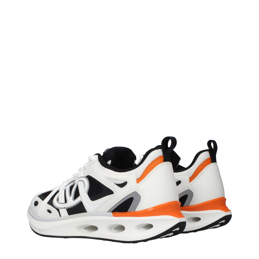 White Valentino Garavani fabric athletic sneakers with sporty design and lace-up closure.