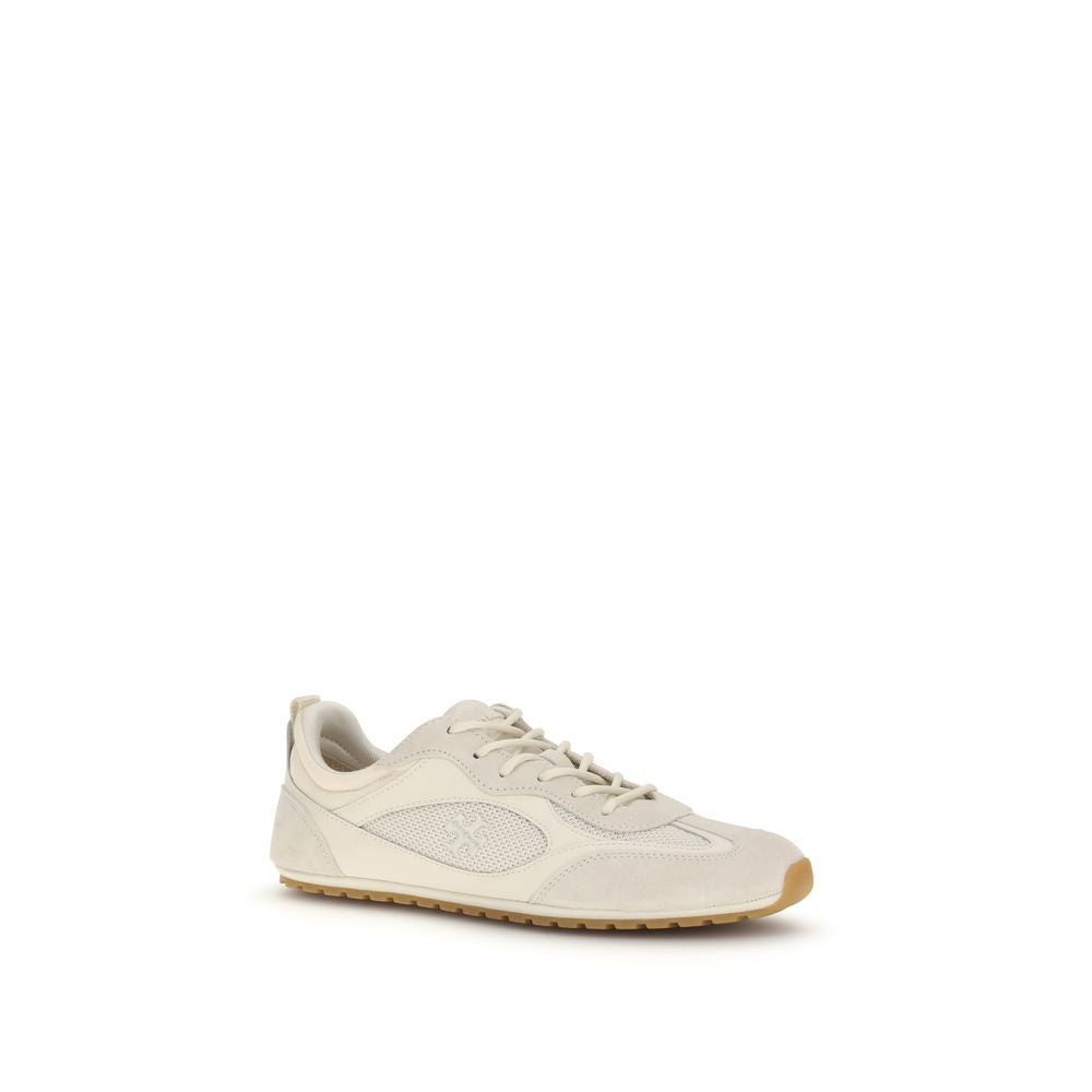 Tory Burch Cream Calf Leather Bos Taurus Low Top Sneakers