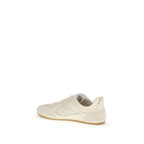 Tory Burch Cream Calf Leather Bos Taurus Low Top Sneakers