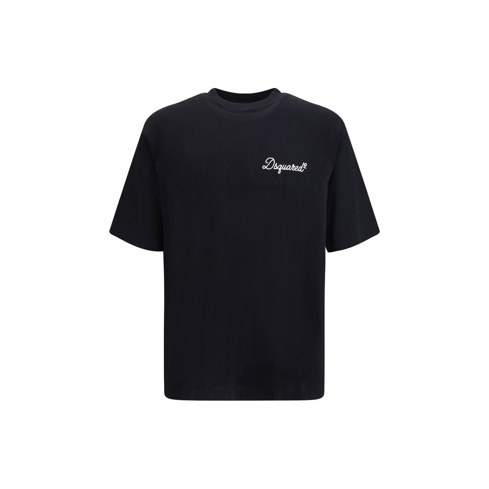 Black Dsquared² cotton T-shirt with crew neckline and short sleeves, displayed flat on a white background.