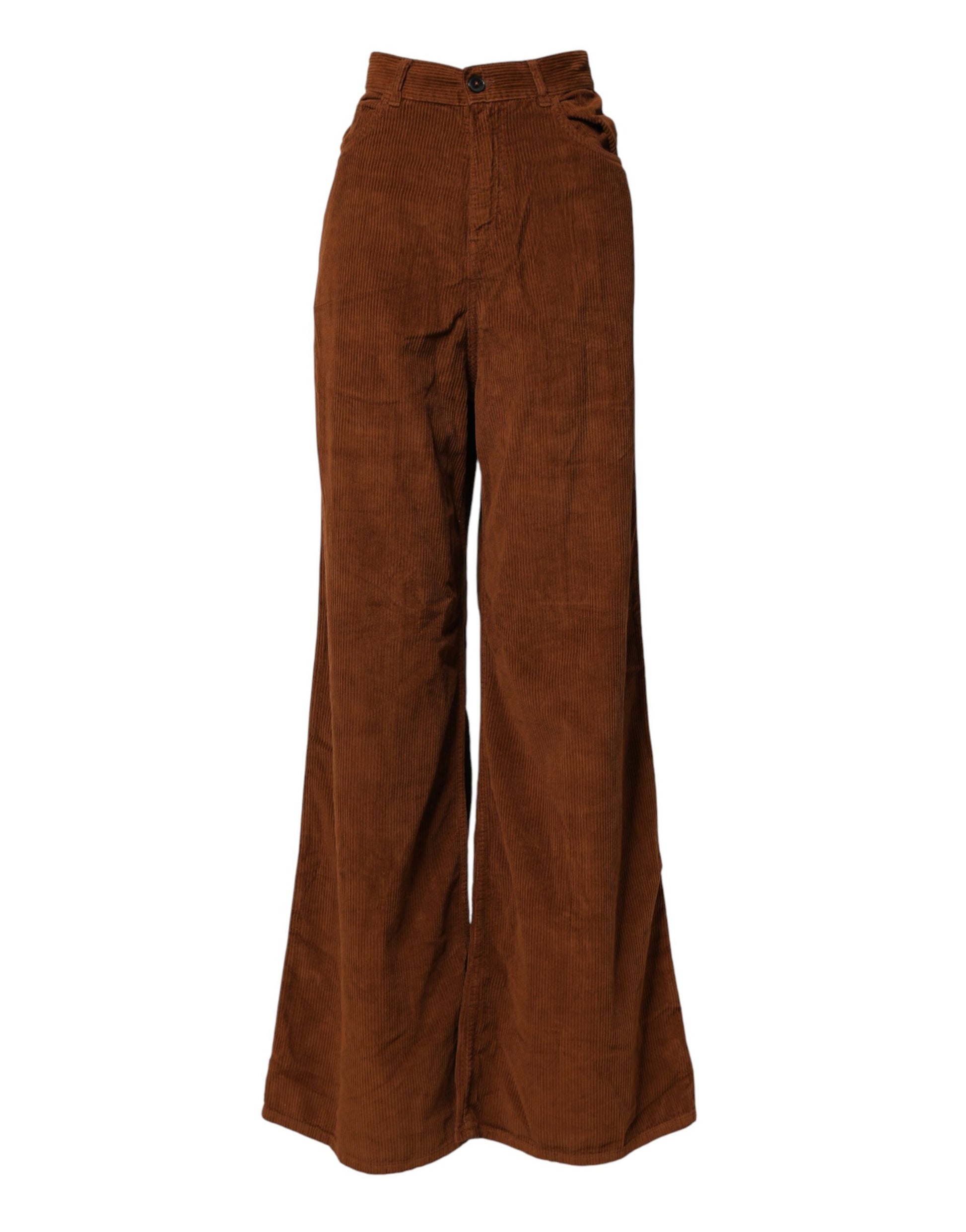 Jucca Brown Wide Leg High Waist Corduroy Denim Trouser Jeans Jucca