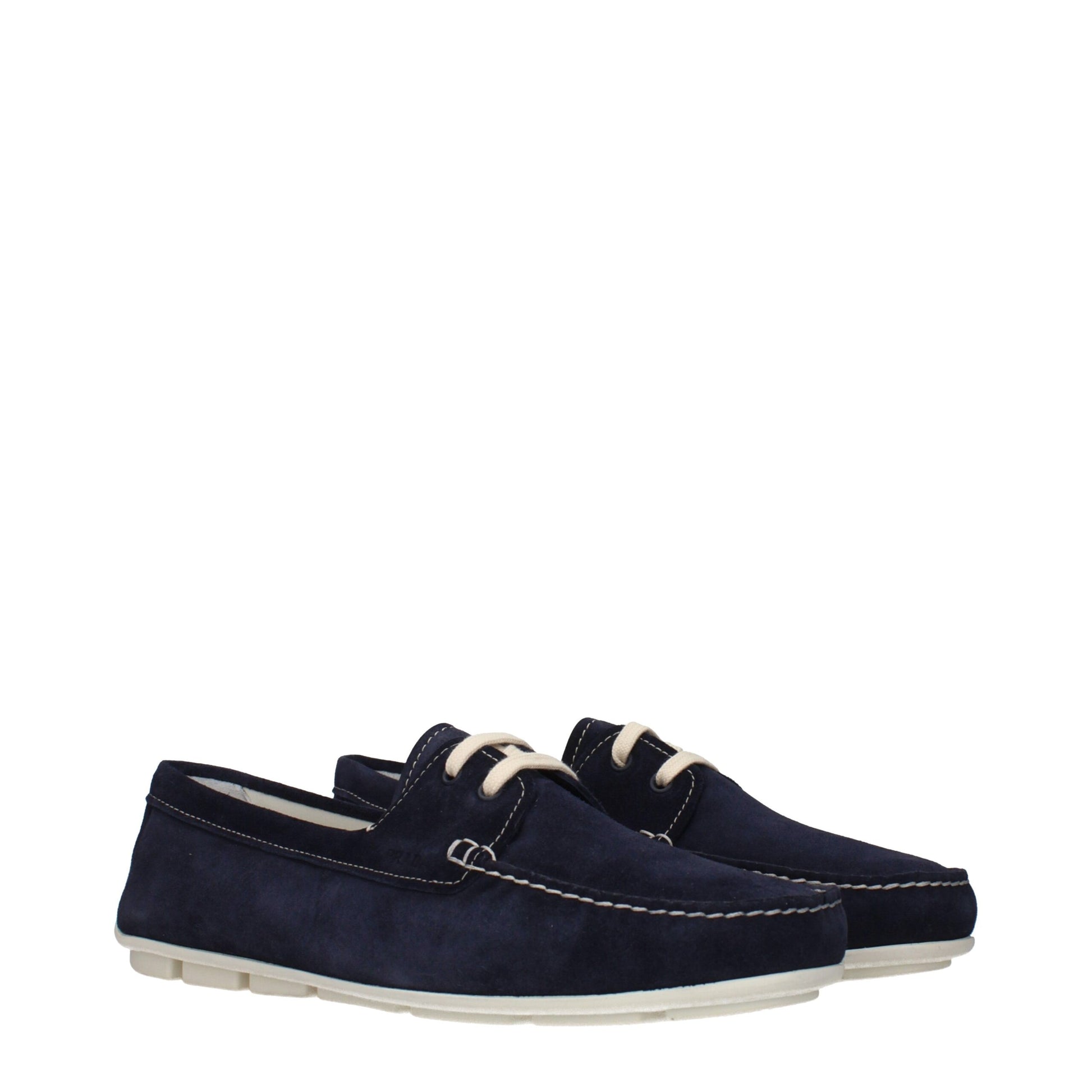 Prada Blue Leather Slip-On Loafers Prada