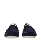 Prada blue leather slip-on loafers with sleek design and refined stitching, perfect for stylish casual or formal wear