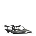 Prada Gray Leather Flat Sandals Prada