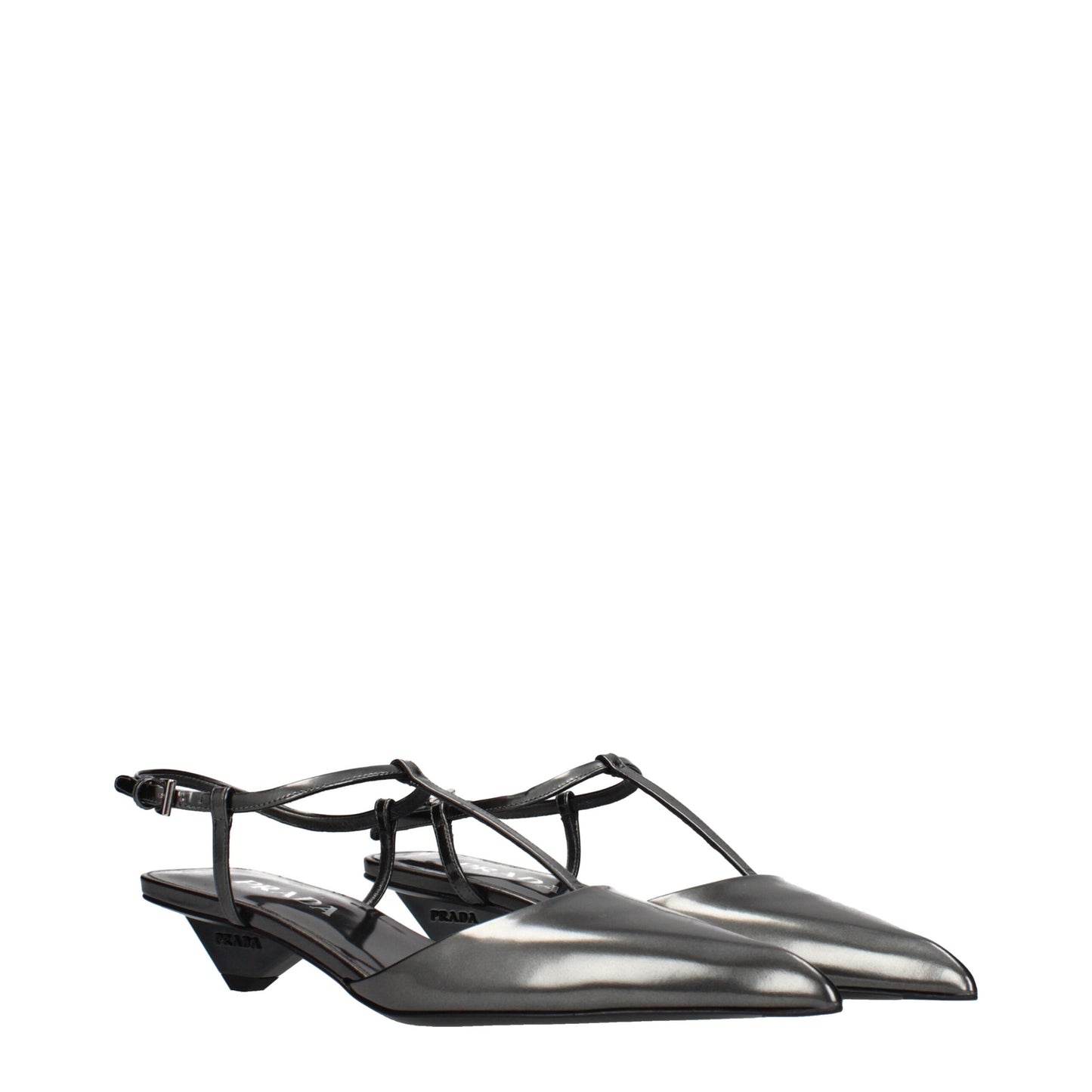 Prada Gray Leather Flat Sandals Prada