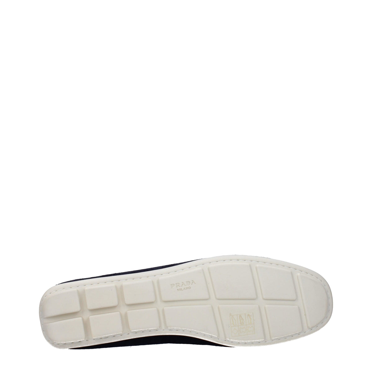 Prada blue leather slip-on loafers with sleek design and smooth finish, showcasing classic footwear style.