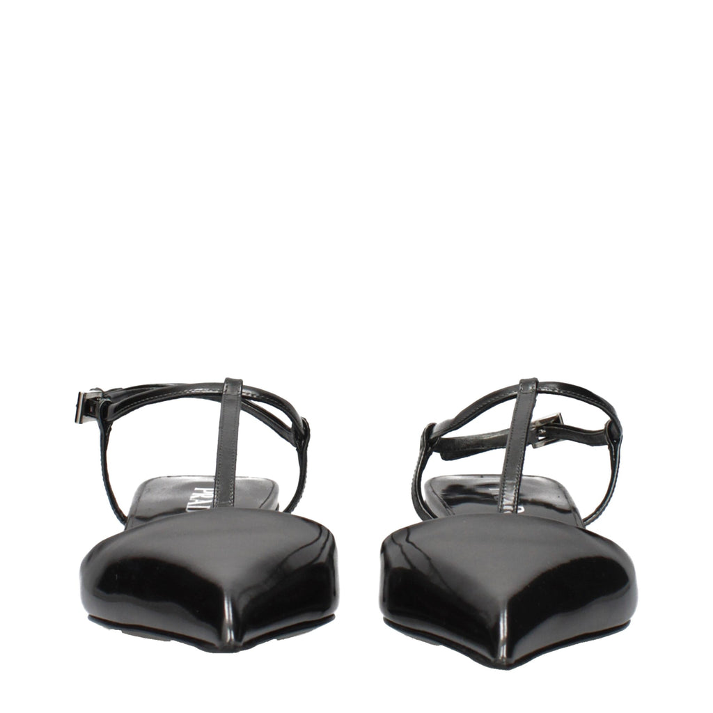 Prada Gray Leather Flat Sandals Prada