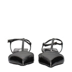 Prada Gray Leather Flat Sandals Prada
