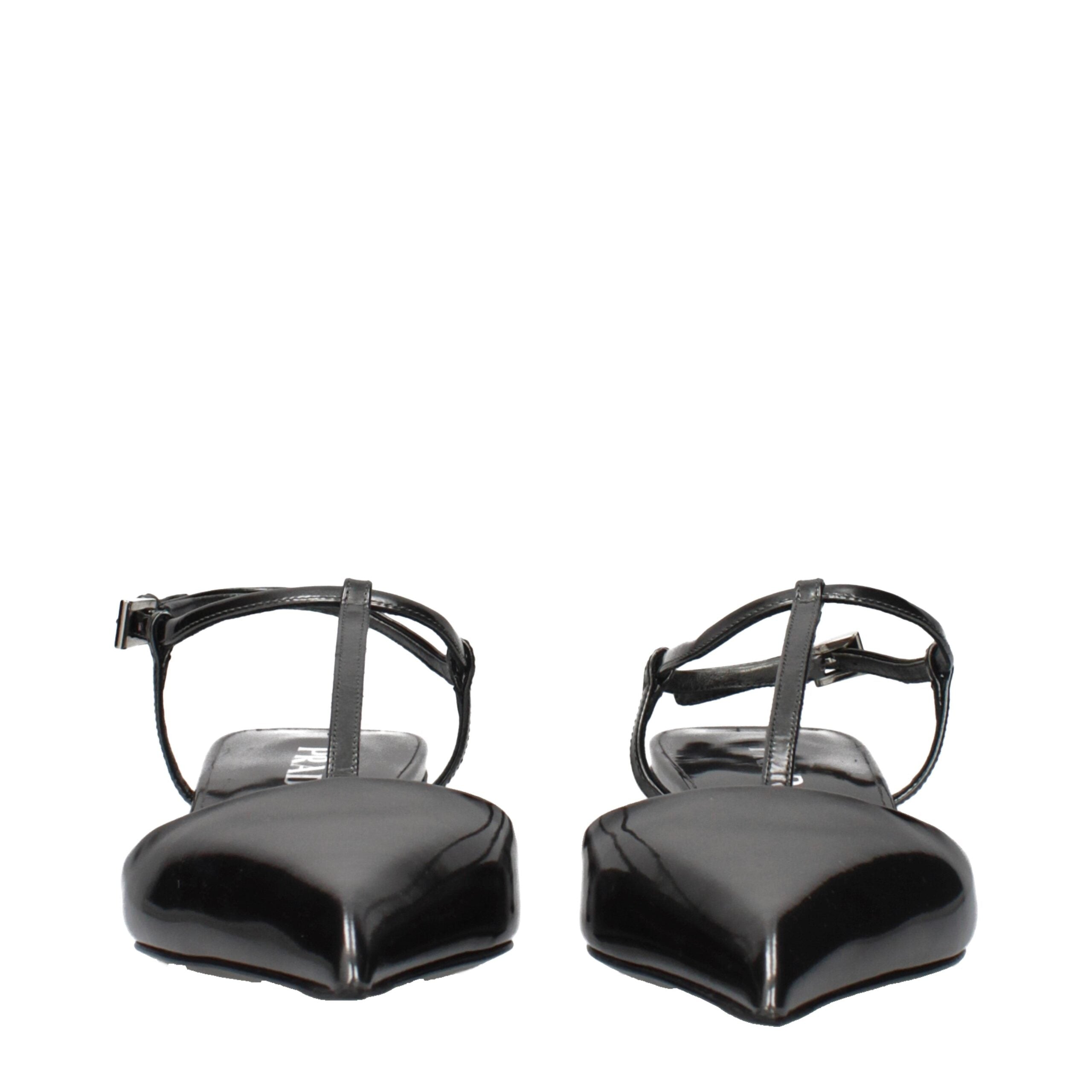 Prada Gray Leather Flat Sandals Prada