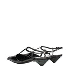 Prada Gray Leather Flat Sandals Prada