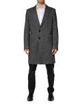 Dolce & Gabbana Gray Wool Blend Long Trench Coat Men Jacket - Eljoys Fashion 