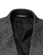 Dolce & Gabbana Gray Wool Blend Long Trench Coat Men Jacket - Eljoys Fashion 