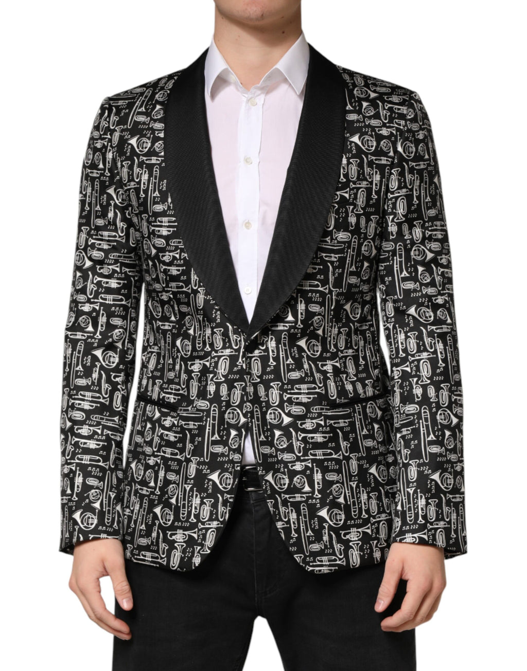 Dolce & Gabbana Black Jazz Club Silk Single Breasted Blazer - Eljoys Fashion 