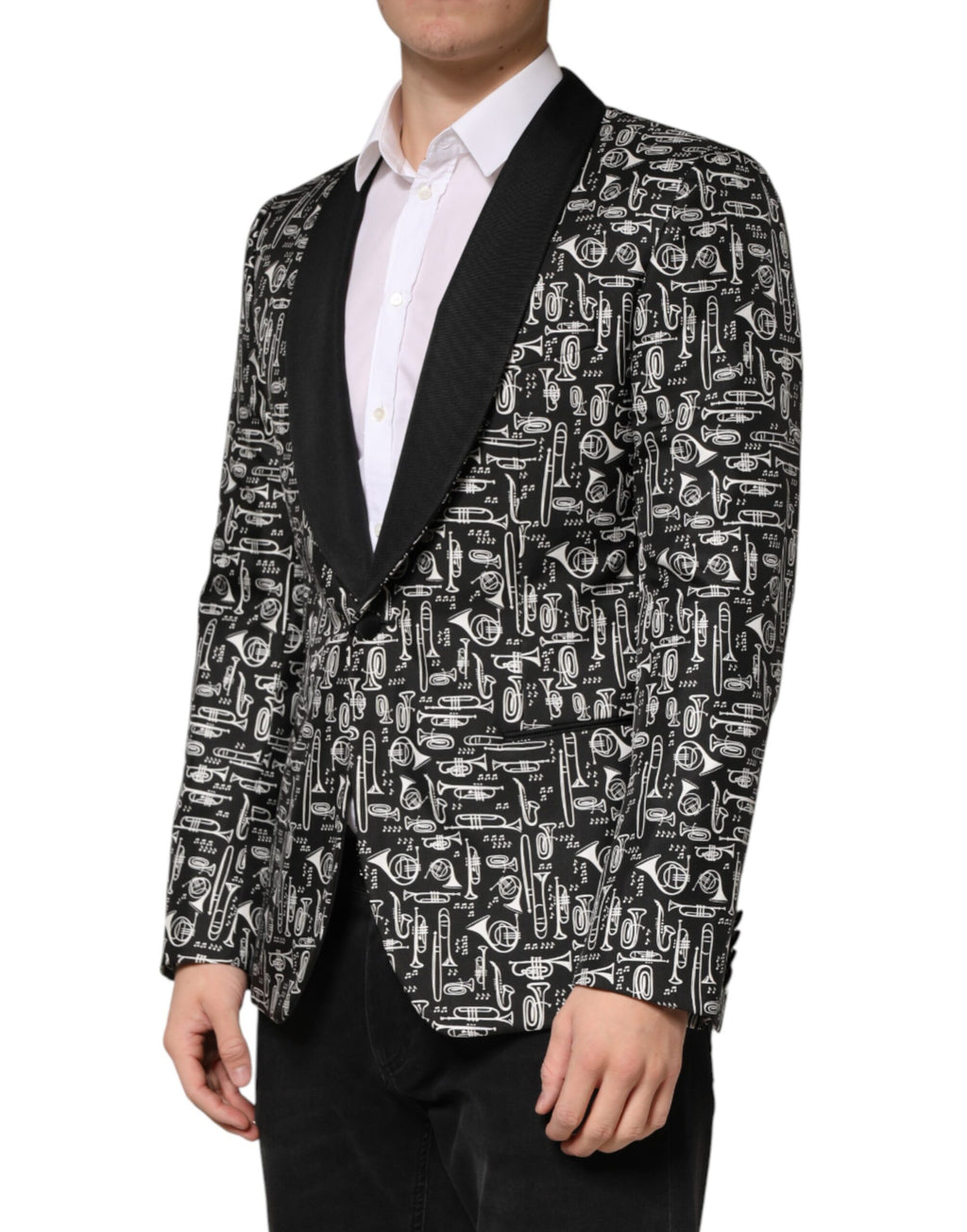 Dolce & Gabbana Black Jazz Club Silk Single Breasted Blazer - Eljoys Fashion 