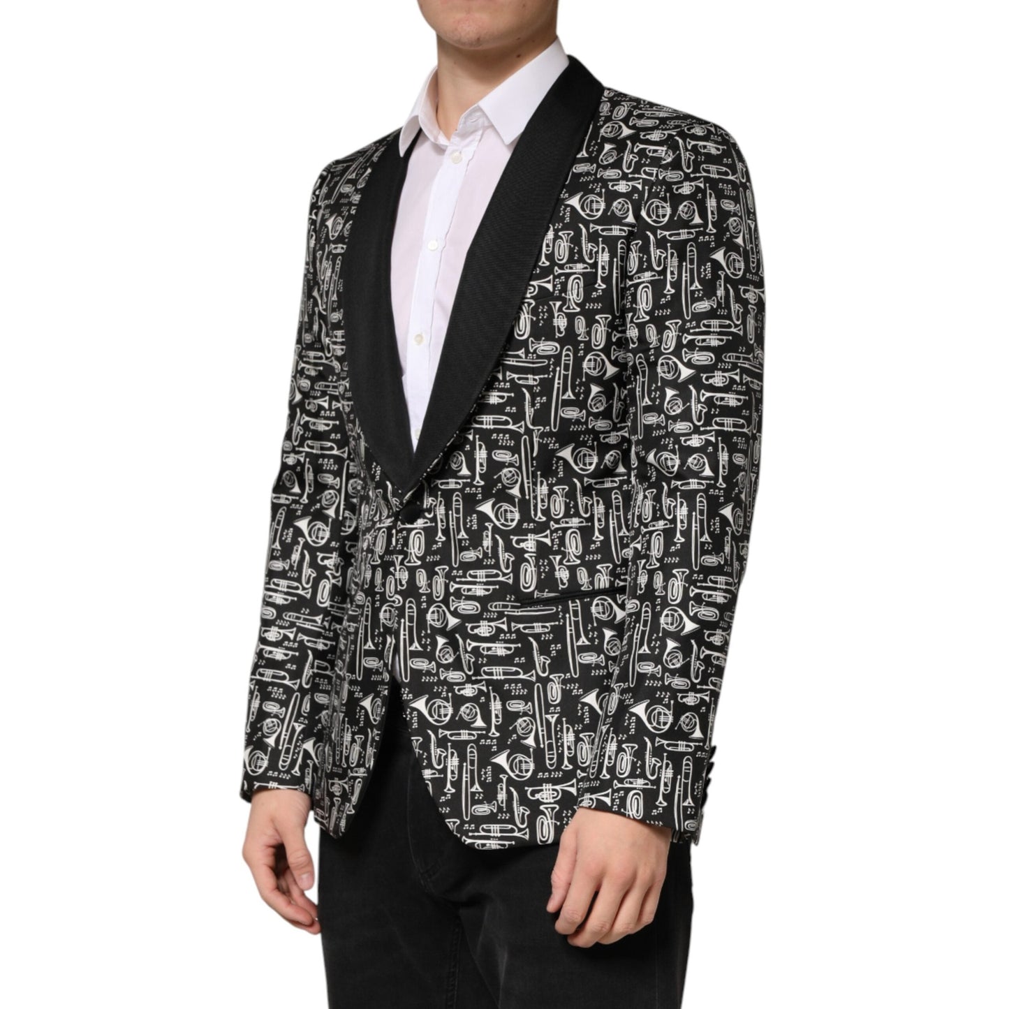 Dolce & Gabbana Black Jazz Club Silk Single Breasted Blazer