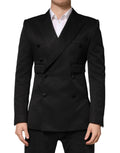 Dolce & Gabbana Black Cotton Double Breasted 2 Button Blazer - Eljoys Fashion 