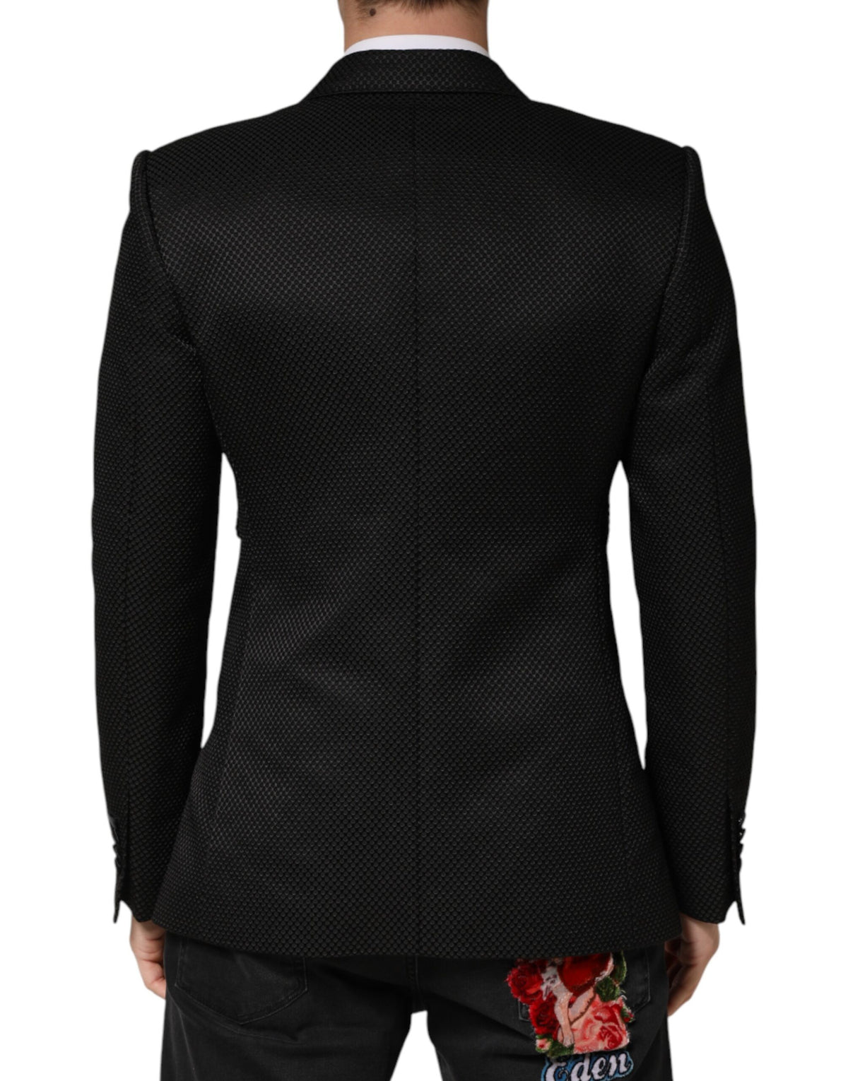 Dolce & Gabbana Black Cotton Double Breasted 2 Button Blazer - Eljoys Fashion 